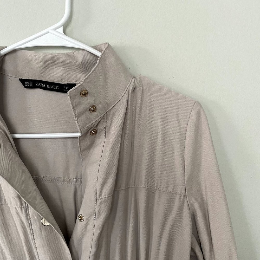 Zara Basic tan cream jacket button down pockets e… - image 2